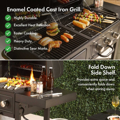 VonHaus Dual Fuel BBQ, 2 in 1 Charcoal & Gas Barbecue with Warming Rack ...