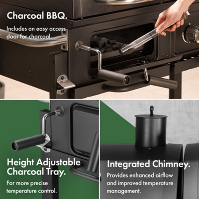 VonHaus Dual Fuel BBQ, 2 in 1 Charcoal & Gas Barbecue with Warming Rack ...