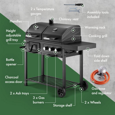 VonHaus Gas BBQ U2013 Barbecue Wth X4 Gas Burners, Warmng Rack, Fold Down