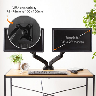VonHaus Dual Monitor Mount for 17-32 Inch Screens - Gas Spring with ...
