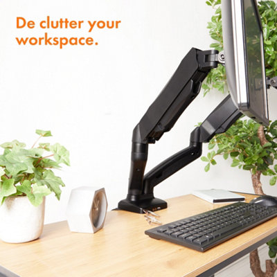 Single Monitor Stand Arm – Adjustable Mount For 17 To 32 Inch Screens, Desk Clamp Or Grommet Mount