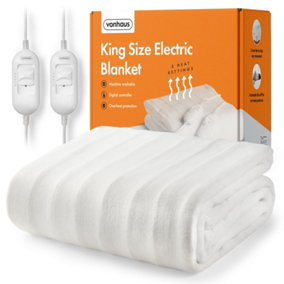 VonHaus Electric Blanket King Size, Heated Mattress Topper Under Sheet, Dual Controls, Corner Ties, 3 Settings, Machine Washable