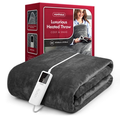 VonHaus Electric Heated Over Throw Blanket with Digital Control, 9 Heat