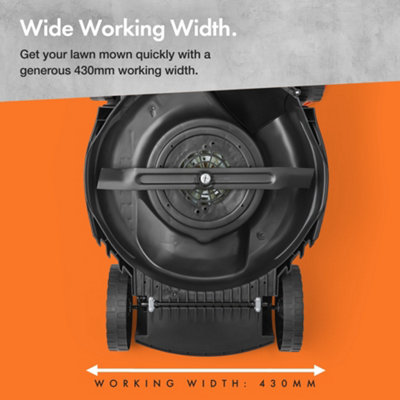 VonHaus Electric Lawnmower 1800W Corded 52L Collection Box 5 Cutting Heights 43cm Cutting Width 12m Power