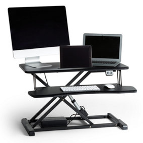 VonHaus Electric Standing Desk Converter - Height Adjustable Sit Stand Desk - Ergonomic Standing Converter for PC