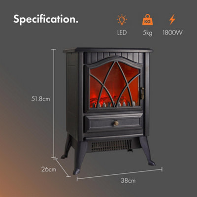 VonHaus Electric Stove Heater 1800W, Indoor Log Wood Burner - Main Image