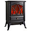 VonHaus Electric Stove Heater 1850W, Electric Fireplace, Indoor Log Wood Burner Effect, Freestanding Fire, Portable, LED Flame