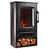 VonHaus Electric Stove Heater 2000W, Electric Fireplace, Indoor Log/Wood Burner Effect, Freestanding Fire, Log Storage, Panoramic