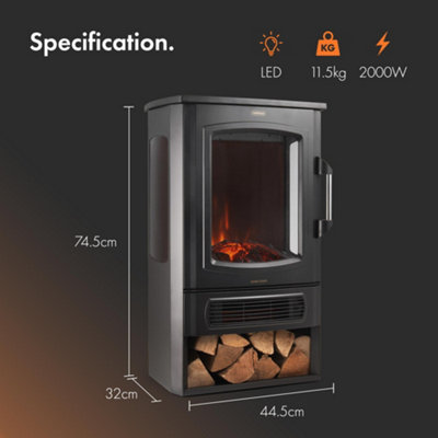 VonHaus Electric Stove Heater 2000W, Electric Fireplace, Indoor