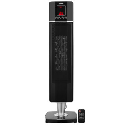 VonHaus Electric Tower Fan Heater, Ceramic PTC, Oscillating, Remote  Control, LED Display, Timer, Thermostat, 2 Heat Settings | DIY at Bu0026Q