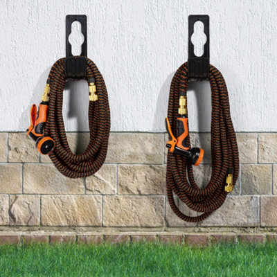 VonHaus Expandable Garden Hose 100FT with 10-Pattern Spray Nozzle, 2 Brass Fittings, 4-Layer Latex Core, Wall Mounted