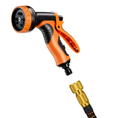 VonHaus Expandable Garden Hose 100FT with 10-Pattern Spray Nozzle, 2 Brass Fittings, 4-Layer Latex Core, Wall Mounted