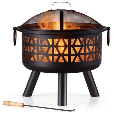 VonHaus Fire Pit, Firepit for Outdoor, Garden, Patio, Portable Lightweight Geometric Design, Use Wood or Charcoal to Fuel