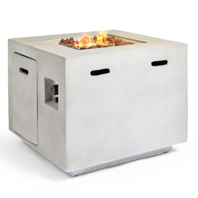 VonHaus Fire Pit, Square Firepit For Outdoor, Garden, MgO Material W ...