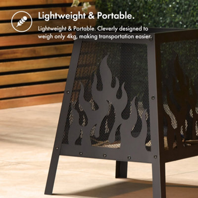 VonHaus Fire Pit Square Flame Pattern, Portable Firepit for Outdoor ...