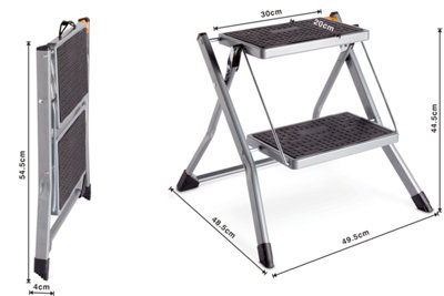 VonHaus Fold Up Step, Small Steps Foldable 2 Step, Anti-Slip, Foldable Design, Folding Step Stool, Suitable as Caravan Steps