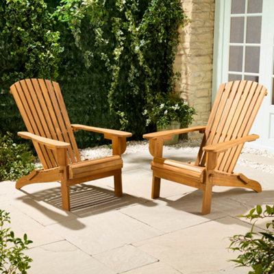 Vonhaus Folding Adirondack Chairs Set of 2, Outdoor Acacia Wood Garden ...