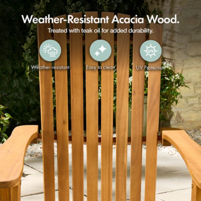 Vonhaus Folding Adirondack Chairs Set of 2, Outdoor Acacia Wood Garden ...