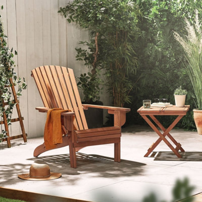 VonHaus Folding Adirondack Garden Chair, Reclining Chair For Garden, Patio & Decking, Acacia Hardwood Oiled Finish, Classic Design