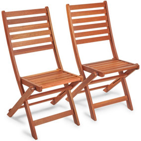 VonHaus Folding Garden Chairs Set of 2, Folding Lawn Chairs, Teak Oil Coated Wooden Deck Chairs, Meranti Hardwood Foldable Chairs
