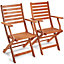 VonHaus Folding Garden Chairs Set of 2, Wooden Deck Chairs & Lawn Chairs w/ Teak Oil Coating, Meranti Hardwood Foldable Armchairs