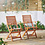 VonHaus Folding Garden Chairs Set of 2, Wooden Deck Chairs & Lawn Chairs w/ Teak Oil Coating, Meranti Hardwood Foldable Armchairs