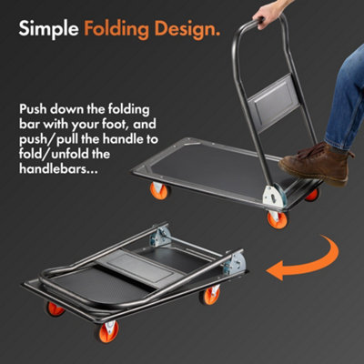 VonHaus Folding Platform Trolley 150kg Capacity, Multi-Functional