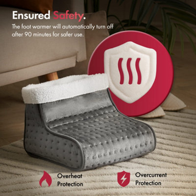 VonHaus Electric Foot Warmer – Heated Slipper With 3 Heat Settings, Fleece Lining, Auto Shut-Off, Machine Washable