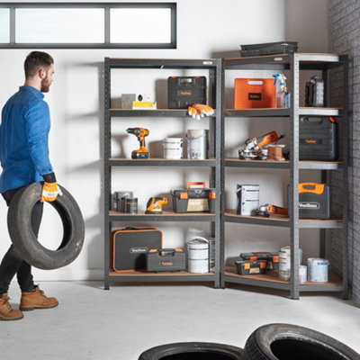 VonHaus Garage Shelving, 5-Tier Heavy Duty Corner Storage, Galvanised Steel Shelves for Garage, Shed & Workshop, 875kg Capacity