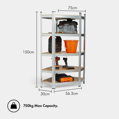 VonHaus Garage Shelving Units, Heavy Duty Shelving Unit for Home, Office & Garage, 5-Tier Shelving Unit, 175kg Capacity p/Shelf