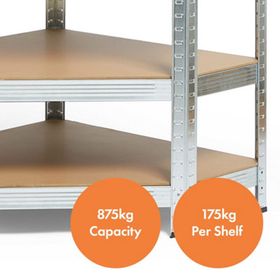 VonHaus Garage Shelving Units, Heavy Duty Shelving Unit for Home, Office & Garage, 5-Tier Shelving Unit, 175kg Capacity p/Shelf