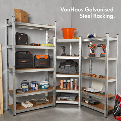 VonHaus Garage Shelving Units, Heavy Duty Shelving Unit for Home, Office & Garage, 5-Tier Shelving Unit, 175kg Capacity p/Shelf