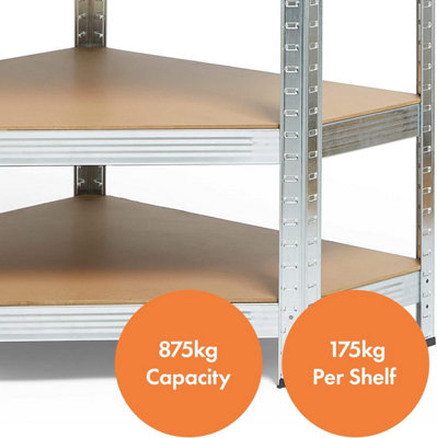 VonHaus Garage Shelving Units, Heavy Duty Shelving Unit for Home, Office & Garage, 5-Tier Shelving Unit, 175kg Capacity p/Shelf