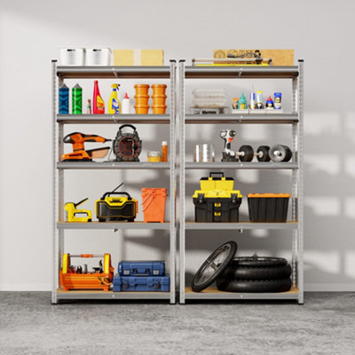VonHaus Garage Shelving Units, Heavy Duty Shelving Unit for Home, Office & Garage Storage, 5-Tier Shelving, 175kg Capacity P/Shelf
