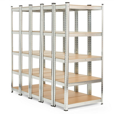 VonHaus Garage Shelving Units - Pack of Five 1.5m Heavy Duty Shelving Units - 5-Tier Units for Storage, 175kg Capacity Per Shelf