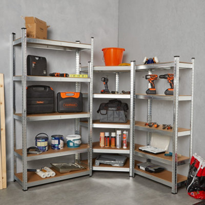 VonHaus Garage Shelving Units - Pack of Five 1.5m Heavy Duty Shelving Units - 5-Tier Units for Storage, 175kg Capacity Per Shelf