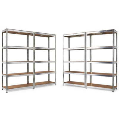 VonHaus Garage Shelving Units - Pack of Four 1.8m Heavy Duty Shelving Units - 5-Tier Units for Storage, 175kg Capacity Per Shelf