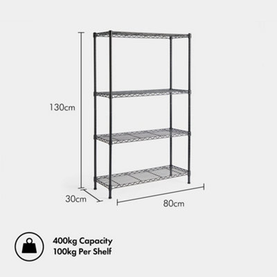 VonHaus Garage Shelving Units Set of 2 Adjustable 4-Tier Wire Shelving Unit for Storage - Metal Wire Shelves for Garage