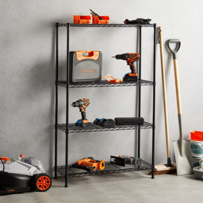 VonHaus Garage Shelving Units Set of 2 Adjustable 4-Tier Wire Shelving Unit for Storage - Metal Wire Shelves for Garage