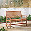VonHaus Garden Bench, 2 Seater Bench for Garden, Meranti Hardwood Bench, Teak Oil Coated Outdoor Seating, 120cm Wide Wooden Bench