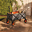 VonHaus Garden Cart - Collapsible Trolley, Trailer, Truck, Wagon w/ Lining, Steel Frame, Breaks, Telescopic Handle, 70kg Capacity