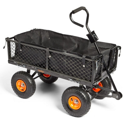 VonHaus Garden Cart - Heavy Duty Utility Wagon with 350kg Capacity for Outdoors, Camping, Tools, Plants, Logs - Steel Frame