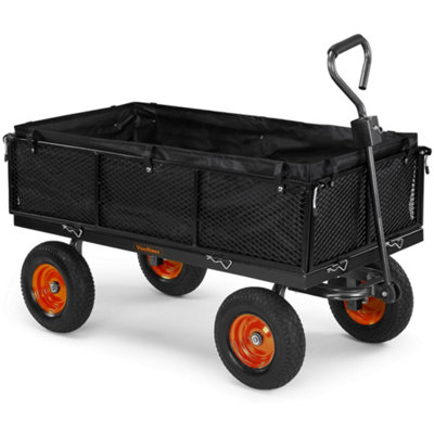 VonHaus Garden Cart, Trolley, Trailer, Truck, Utility Wagon for outdoors with Mesh Panels, Steel Frame, 600kg Weight Capacity