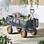 VonHaus Garden Cart, Trolley, Trailer, Truck, Utility Wagon for outdoors with Mesh Panels, Steel Frame, 600kg Weight Capacity