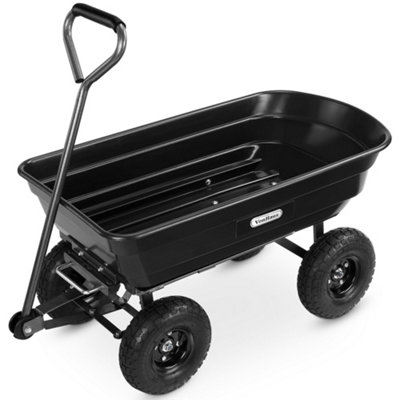 VonHaus Garden Cart - Trolley, Wheelbarrow, Dump Truck w/ Tipping Function, 75L Capacity, 250kg Max Weight - Heavy Duty Transport