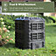 VonHaus Garden Compost Bin 360L, Slatted Composter w/ Water Collection, Side Flap, Outdoor Compost Converter, Frost & UV Resistant