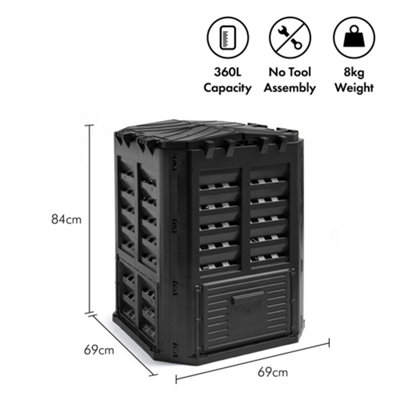 VonHaus Garden Compost Bin 360L, Slatted Composter w/ Water Collection ...