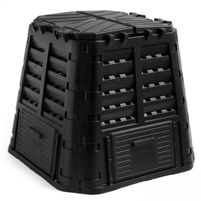 VonHaus Garden Compost Bin 480L, Slatted Composter w/ Water Collection, Side Flap, Outdoor Compost Converter, Frost & UV Resistant