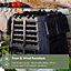 VonHaus Garden Compost Bin 480L, Slatted Composter w/ Water Collection, Side Flap, Outdoor Compost Converter, Frost & UV Resistant