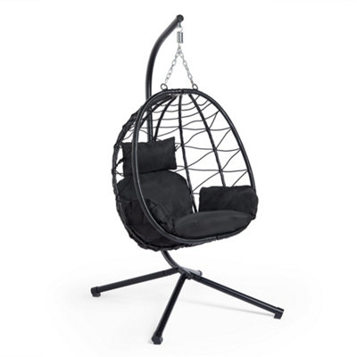 VonHaus Garden Egg Chair Stand Black Folding Swing Chair